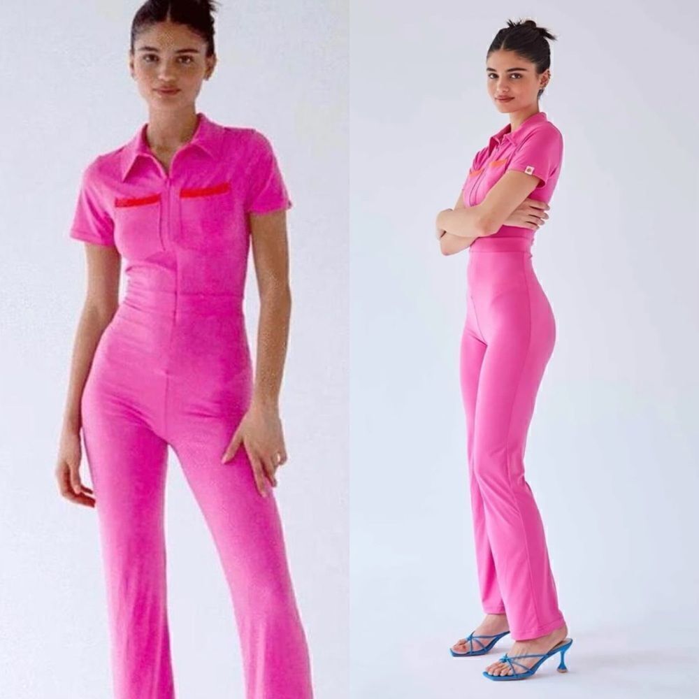 Peachy Den The Kernel Jersey Pink Jumpsuit Short Sleeves Size XS